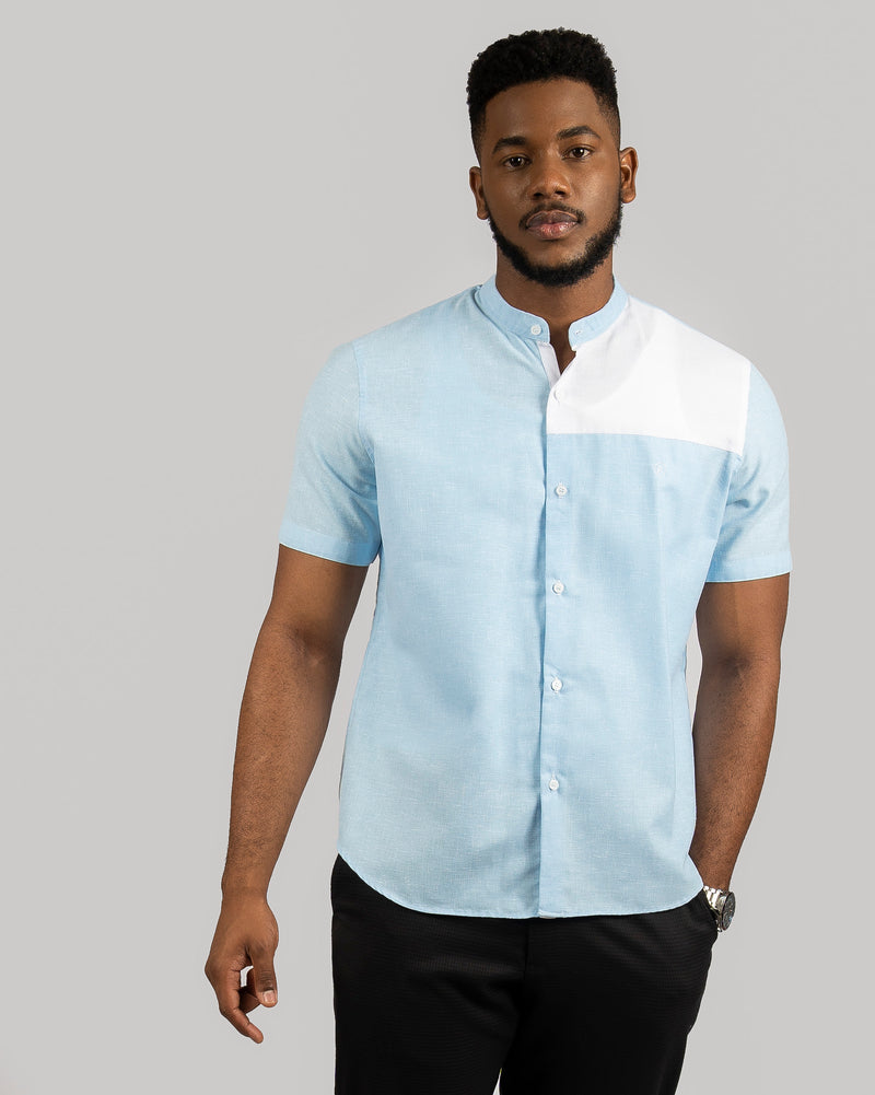 Blue & White Short Sleeve Shirt