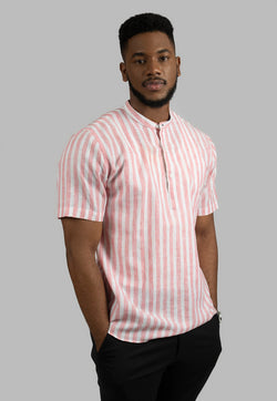 Pink Striped Short Sleeve Shirt