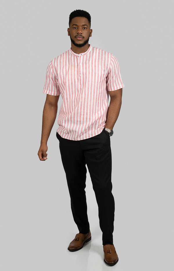 Pink Striped Short Sleeve Shirt