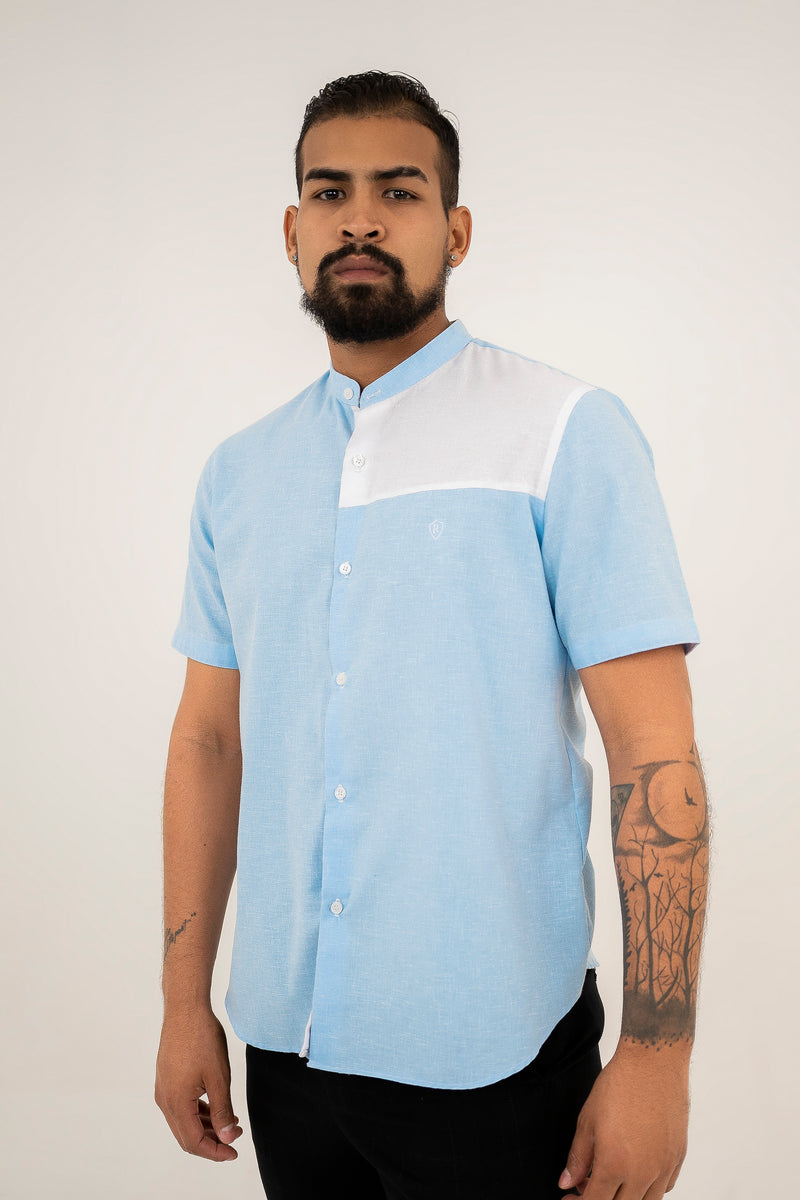 Blue & White Short Sleeve Shirt