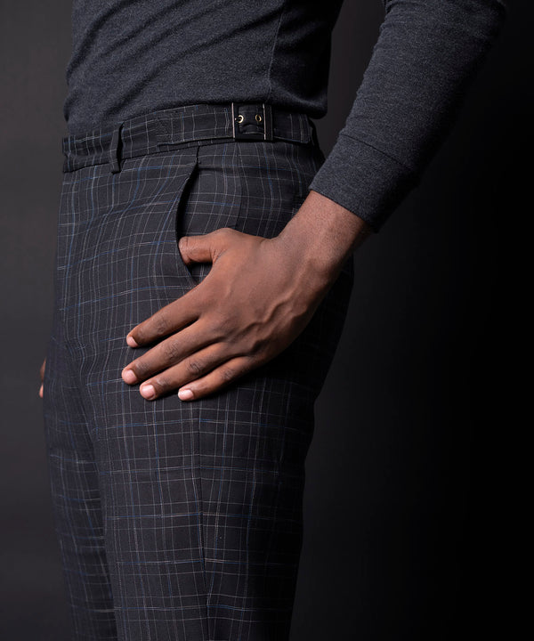 Black Styled Plaid Trouser