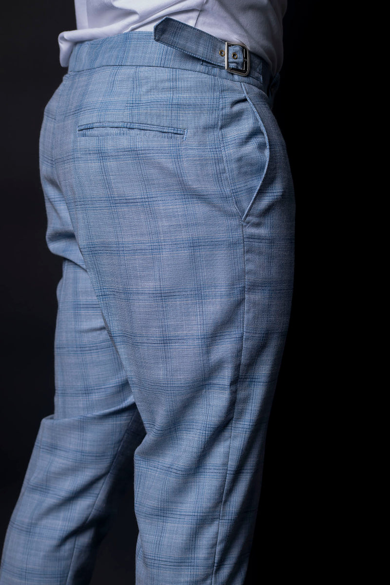 Sky blue Plaid Trouser